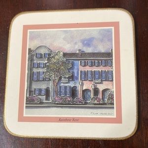 Cloverleaf Charleston,SC Rainbow Row Coasters (6) Made In England sku6